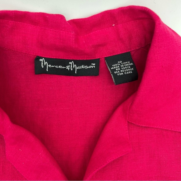 Mercer & Madison 100% Linen Shirt Dress – Hot Pink – Size 12 - Picture 3 of 10